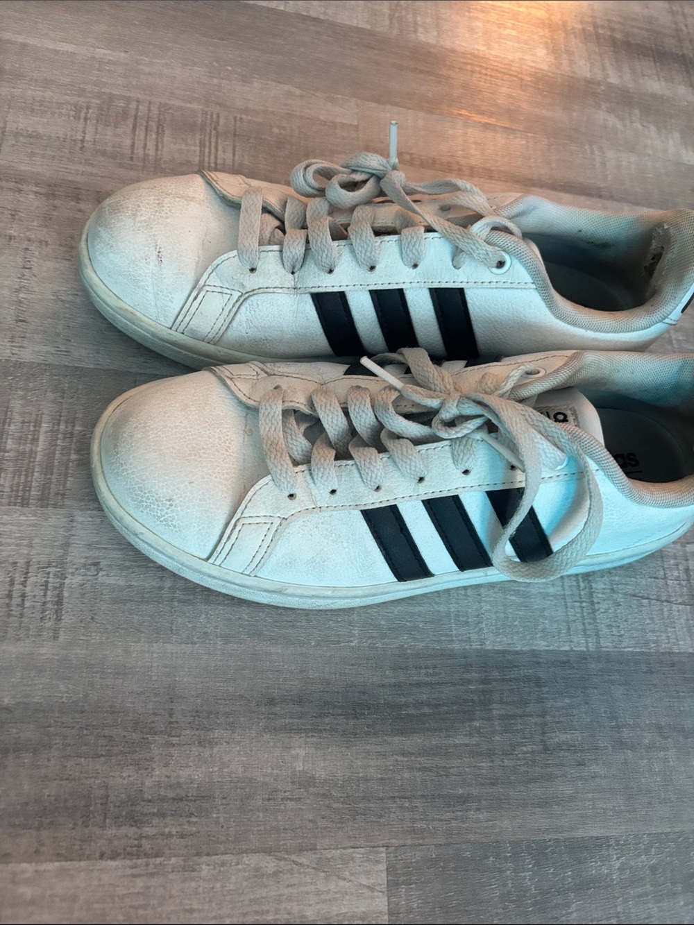 adidas White Sneakers with Black Three-Stripes
